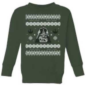 Image of Star Wars Darth Vader Knit Kids Christmas Sweatshirt - Forest Green - 3-4 Years