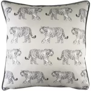 Image of Evans Lichfield Safari Tiger Cushion Cover (One Size) (White/Grey/Black)
