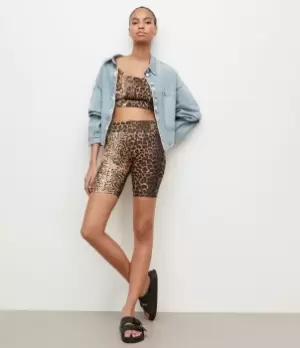 Image of AllSaints Womens Ariel Noche Bike Shorts, Yellow, Size: 6