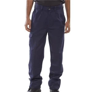 Image of Click Heavyweight Drivers Trousers Flap Pockets Navy Blue 28 Ref