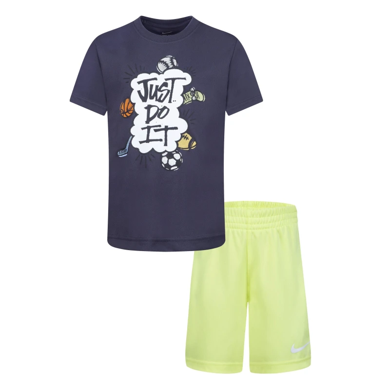 Image of Nike Block Shorts Set Little Kids 2 Piece Set - Green Green 2 - 3 Years