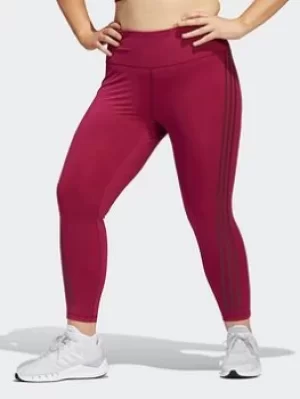 Image of adidas Optime Trainicons 3-stripes 7/8 Tights (plus Size), Red, Size 1X, Women