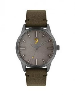 Image of Farah Grey Dial Olive Green Suede Strap Mens Watch, One Colour, Men