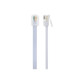Image of Maplin RJ11 to RJ11 6P4C ADSL Telephone Modem Cable - White, 5m