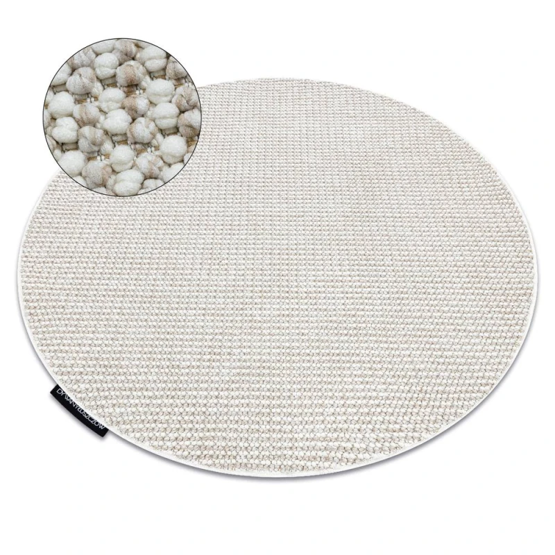 Image of RugsX Carpet Casablanca Loop Circle White / Beige Loop, Soft Circle 133 Cm