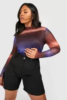 Image of Plus Ombre Mesh Crew Neck Top