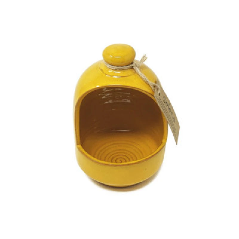 Image of Verano Spanish Ceramics Selena Glazed Hand Dipped Solid Colour Kitchen Dining Salt Pig Yellow (D) 11Cm