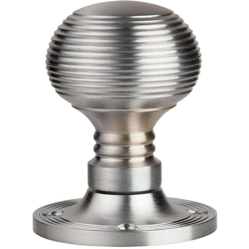 Image of Loops PAIR Textured Rimmed Mortice Door Knob 52mm Dia Satin Chrome Beehive Knob Multi unisex