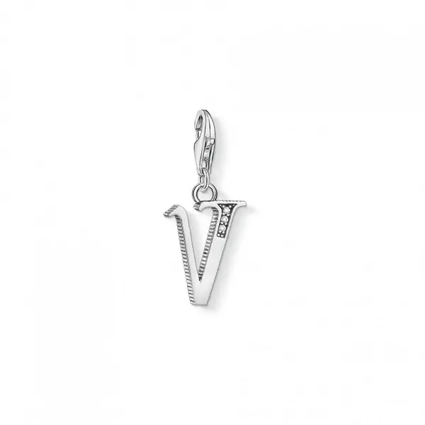 Image of Thomas Sabo Charm Club Thomas Sabo Silver Zirconia Vintage V Letter Ch