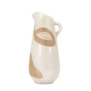Image of Colly Pitcher Vase Reactive Brown and White 37cm Brown