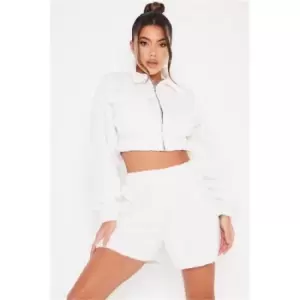 Image of I Saw It First Cream Borg Side Pocket Shorts - White