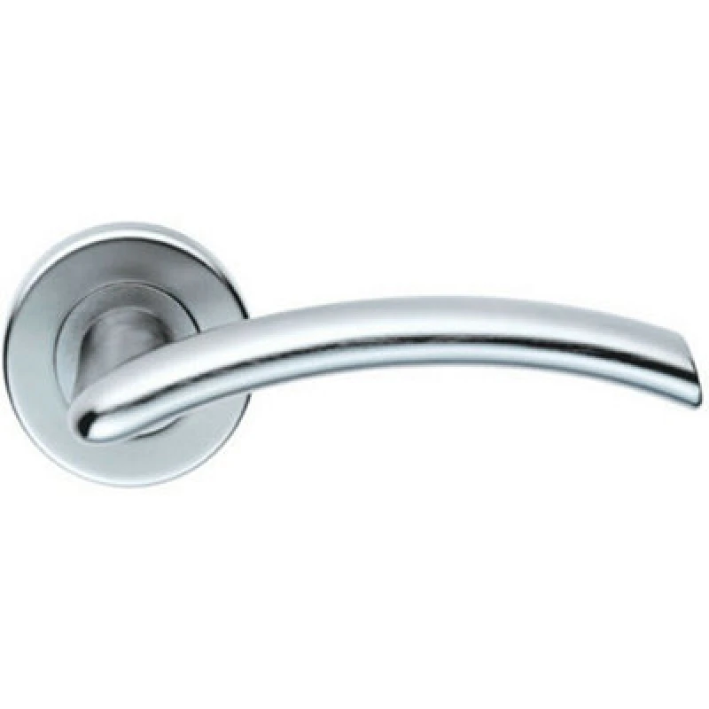Image of Loops PAIR Oval Shaped Arched Bar Handle Concealed Fix Round Rose Satin Chrome Multi