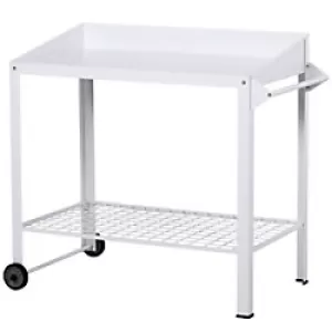 Image of Outsunny Metal Outdoor Garden Potting Table Push Cart White