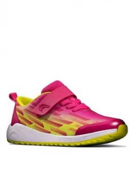 Image of Clarks Girls Aeon Pace Lace Trainer - Pink Lime