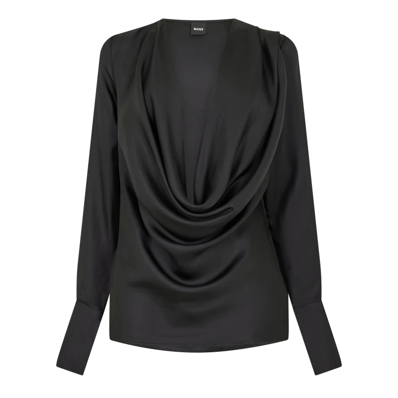 Image of Boss Womens Bacowl Long Sleeve Blouse Black female 4 (XXS)