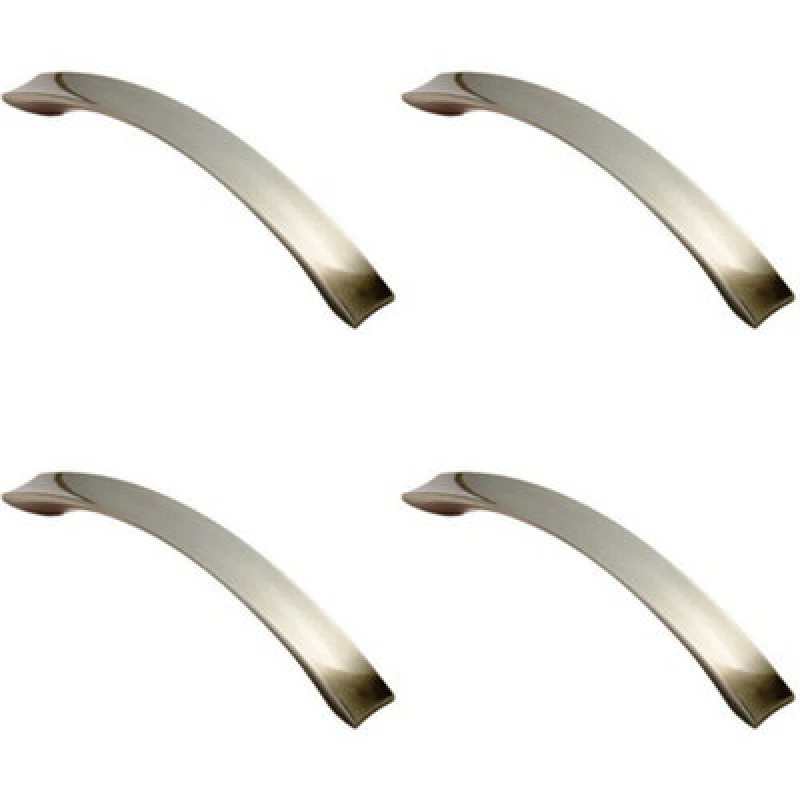Image of Loops 4x Concave Bow Cabinet Pull Handle 198 x 23mm 160mm Fixing Centres Satin Nickel Metallics unisex