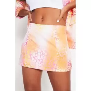 Image of I Saw It First Hot Pink And Orange Leopard Printed Mini Skirt - Pink