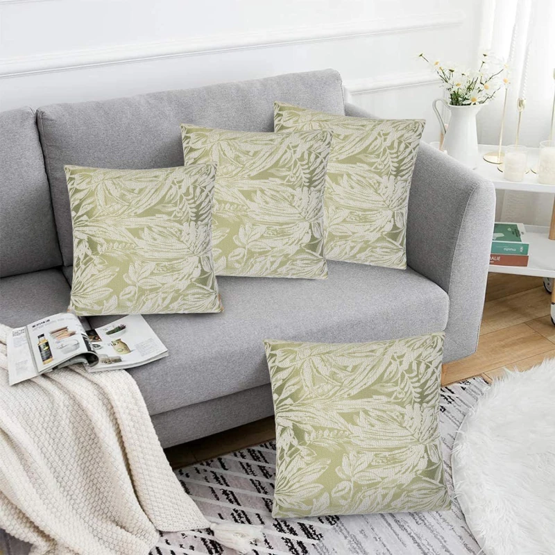 Image of Alan Symonds Botanic Floral Soft Chenille Cushion Set of 4 Green unisex 45x45cm
