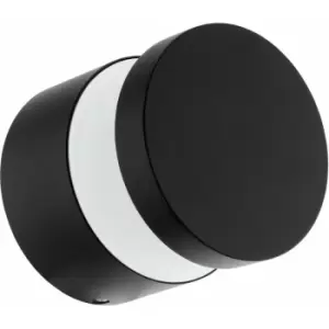 Image of Loops - IP44 Outdoor Wall Light Black Aluminium Round 11W Built in LED Porch Lamp