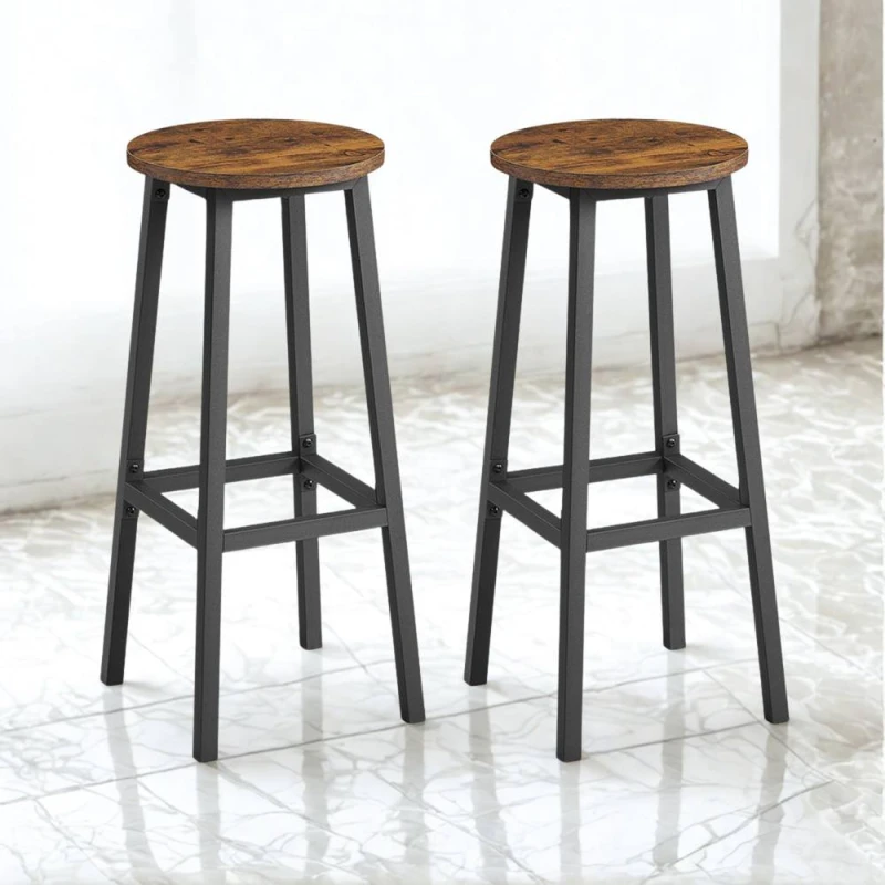 Image of Pirlo Plush Set of 2 Kitchen Counter Height Breakfast Bar Stools Brown Brown Unisex