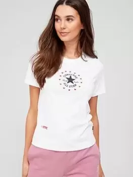 Image of Converse Chuck Taylor Love Me Regular Tee, White, Size S, Women