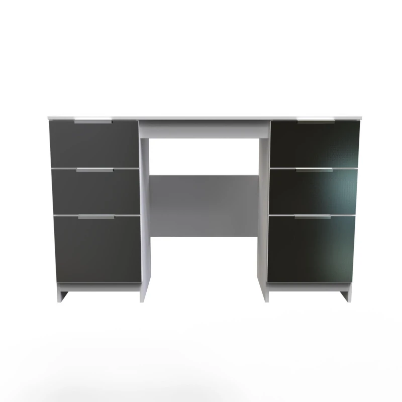 Image of Poole Double Pedestal Desk In Black & White (Ready Assembled)