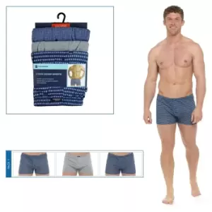 Image of Tom Franks Mens Patterned Jersey Boxer Shorts (3 Pairs) (M) (Blue)