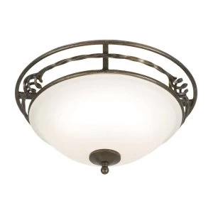 Image of 2 Light Flush Ceiling Light Black, Gold, E27