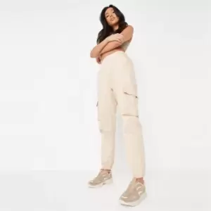 Image of Missguided Basic Cuffed Cargo Trousers - Beige