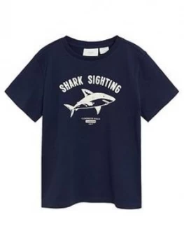 Image of Mango Boys Shark Short Sleeve Tshirt - Navy