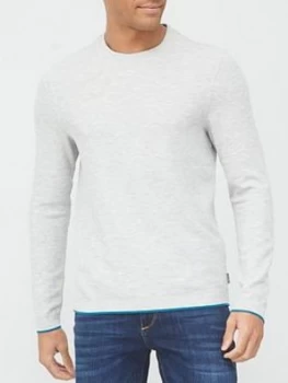 Image of Ted Baker Swetty Textured Knitted Jumper - Grey Marl Size M Men