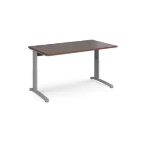 Image of Office Desk Wheelchair Friendly Rectangular Desk 1400mm Walnut Tops With Silver Frames TR10