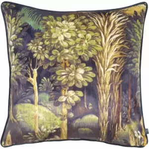 Image of Prestigious Textiles Forbidden Forest Velvet Piped Edge Cushion Cover, Ebony, 55 x 55 Cm