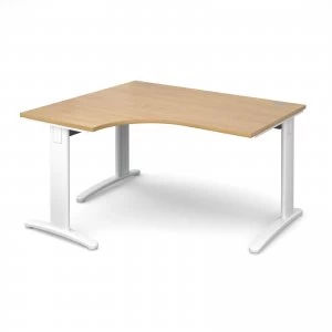 Image of TR10 Deluxe Left Hand Ergonomic Desk 1400mm - White Frame Oak Top