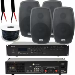 Image of 400W LOUD Outdoor Bluetooth System 4x 140W Black Speaker Weatherproof Garden Music