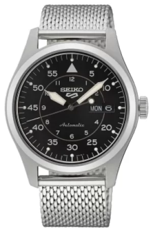 Image of Seiko 5 Sports Flieger Automatic Black Dial Milanese Strap Watch