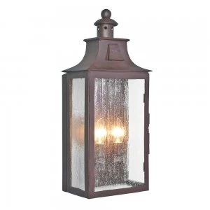 Image of 2 Light Outdoor Wall Lantern Light Old Bronze IP44, E14
