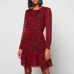 Image of Michael Kors Womens Patchwork Animal Mini Dress - Crimson - M
