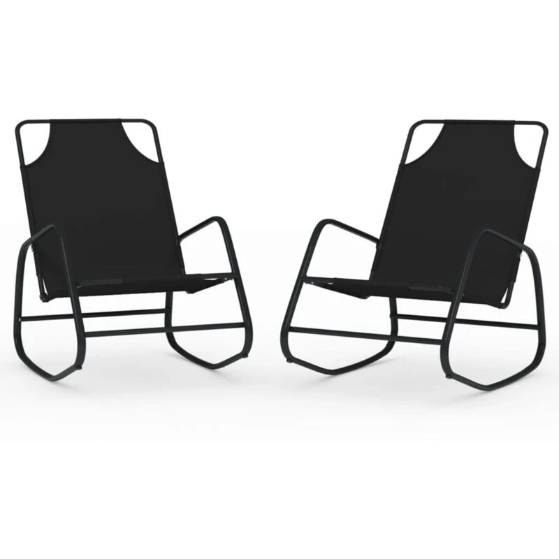 Image of VIDAXL Rocking Sun Loungers 2 pcs Black Steel and Textilene Vidaxl 8720286760970