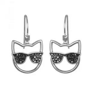Image of Ladies Karl Lagerfeld Silver Plated Sunglasses Choupette Earrings