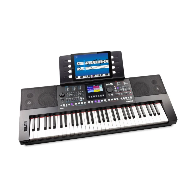 Image of Rockjam 61 Key Keyboard Piano With Semi-weighted Keys, Touch Screen, Bluetooth And Rechargeable Battery, Black RJX90DD