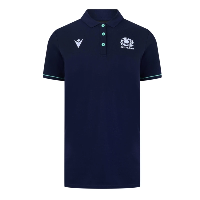 Image of Macron Scotland Rugby Union Polo Shirt 2024 Womens - Blue Blue 8