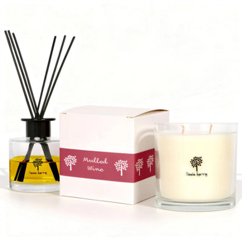 Image of Nicola Spring Candle & Diffuser Set - 400G Mulled Wine Soy Wax Jar & 200ml Reed Diffuser - Warm Spiced Festive Scent Double Wick