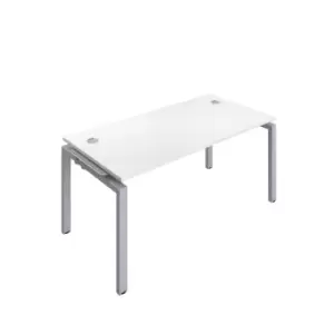 Image of Telescopic 1 Person Bench Extension 1400 X 800 Cable Port White - Silver