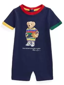 Image of Ralph Lauren Baby Boys Bear Romper - Newport Navy, Newport Navy, Size 3 Months