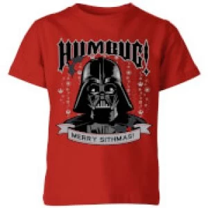 Image of Star Wars Darth Vader Humbug Kids Christmas T-Shirt - Red - 5-6 Years