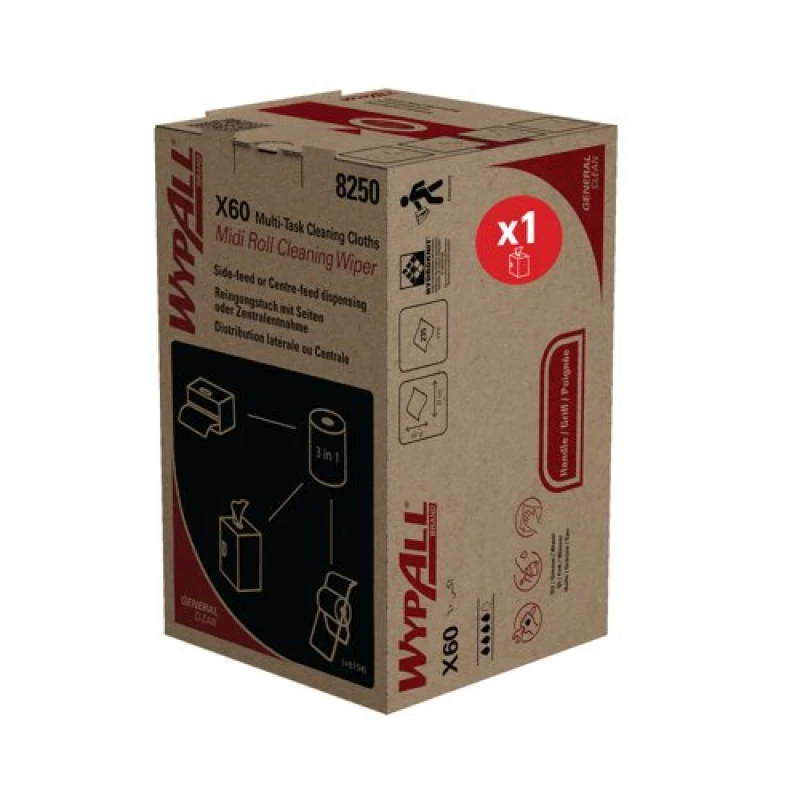 Image of Wypall X60 General Clean Midi Roll Wiper 72.85m 1-Ply Blue 8250