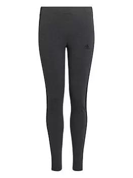 Image of adidas Essentials Kids Girls 3 Stripe Leggings - Dark Grey, Size 7-8 Years