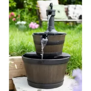 Image of Easy Fountain - Whiskey Bowls Traditional Garden Water Feature Wood Effect