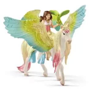 Image of SCHLEICH Bayala Fairy Surah with Glitter Pegasus Toy Figure (70566)